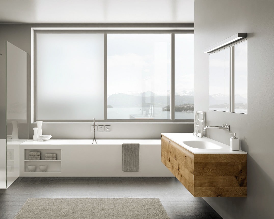 Dimmbares und schaltbares Glas: Badezimmerfenster mit schaltbarem Glas