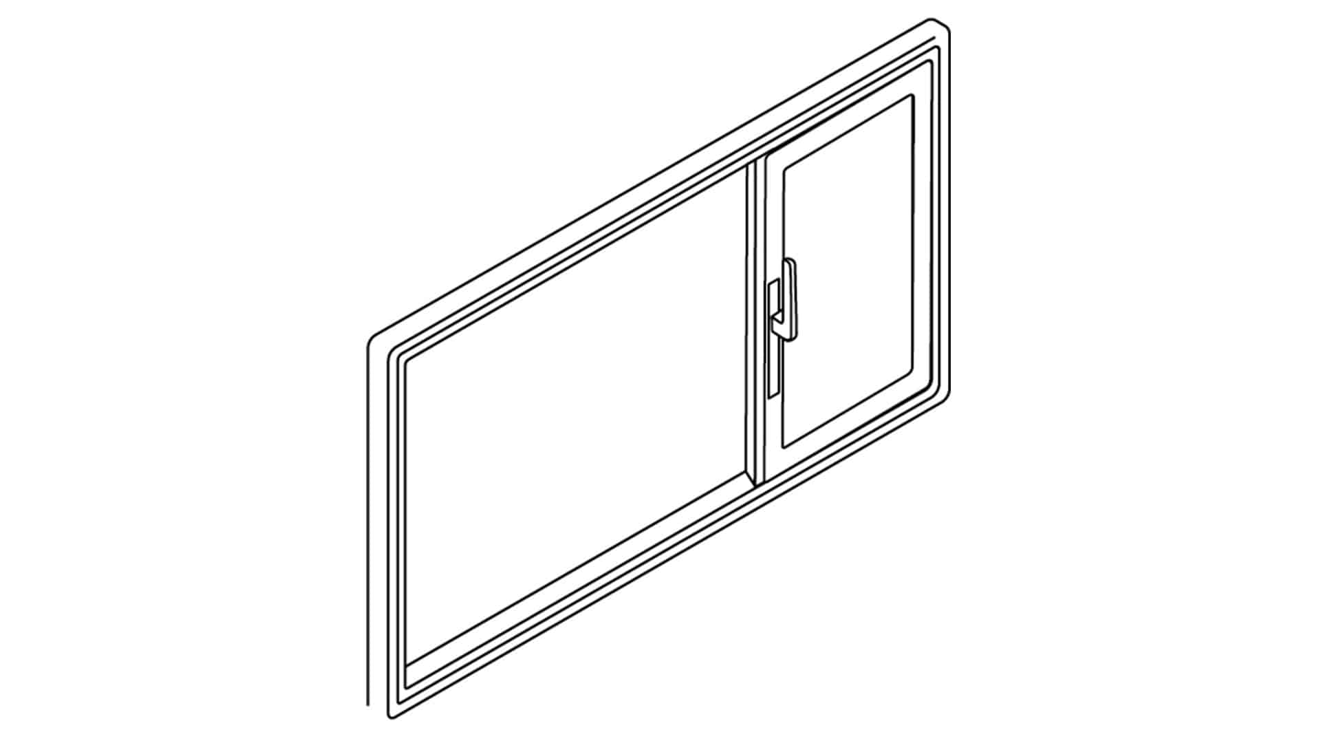 Illustration für Schiebetür Öffnungsart Asymmetrisch rechts