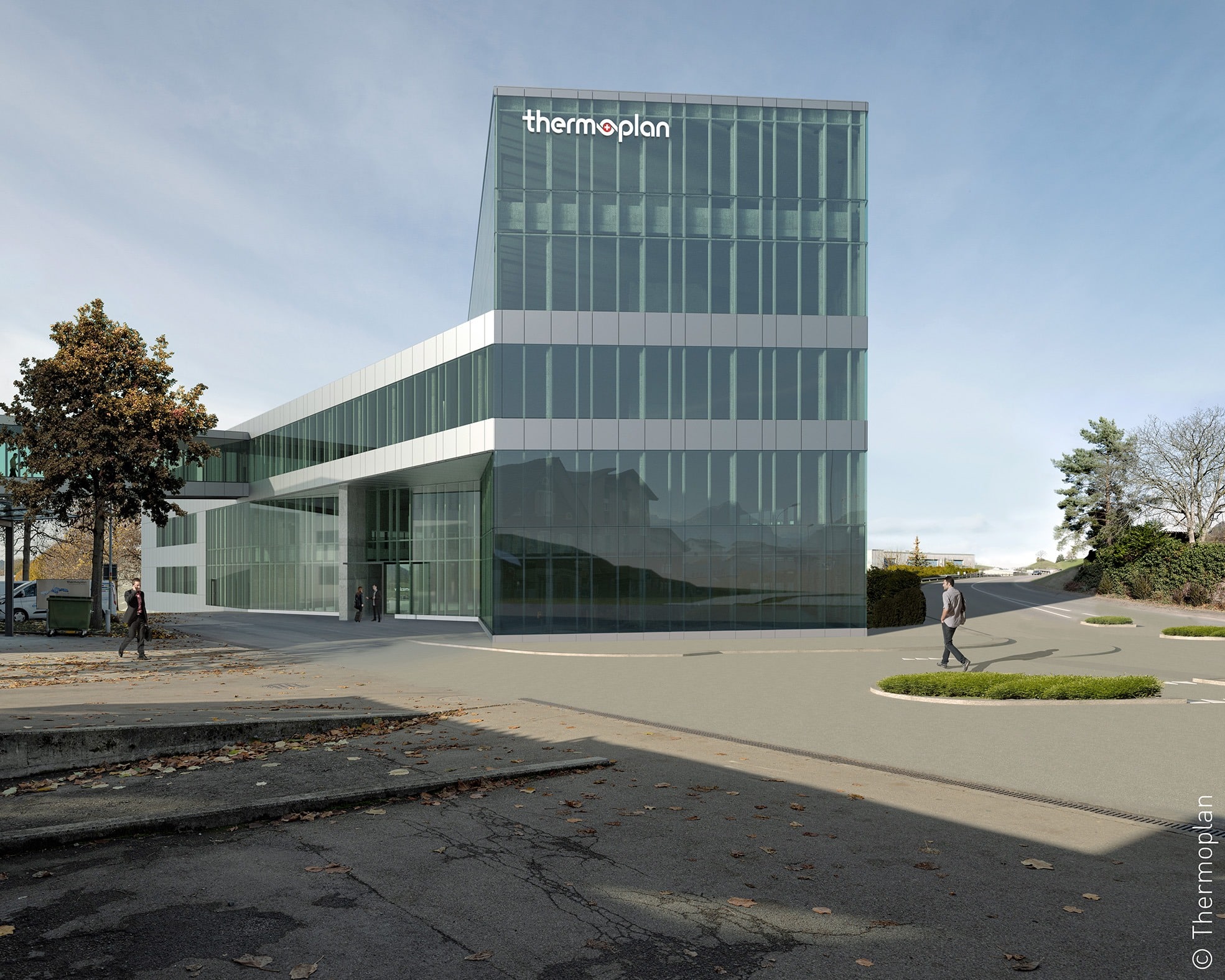 Building Information Modeling: Rendering des neuen Werkgebäudes der Firma Thermoplan