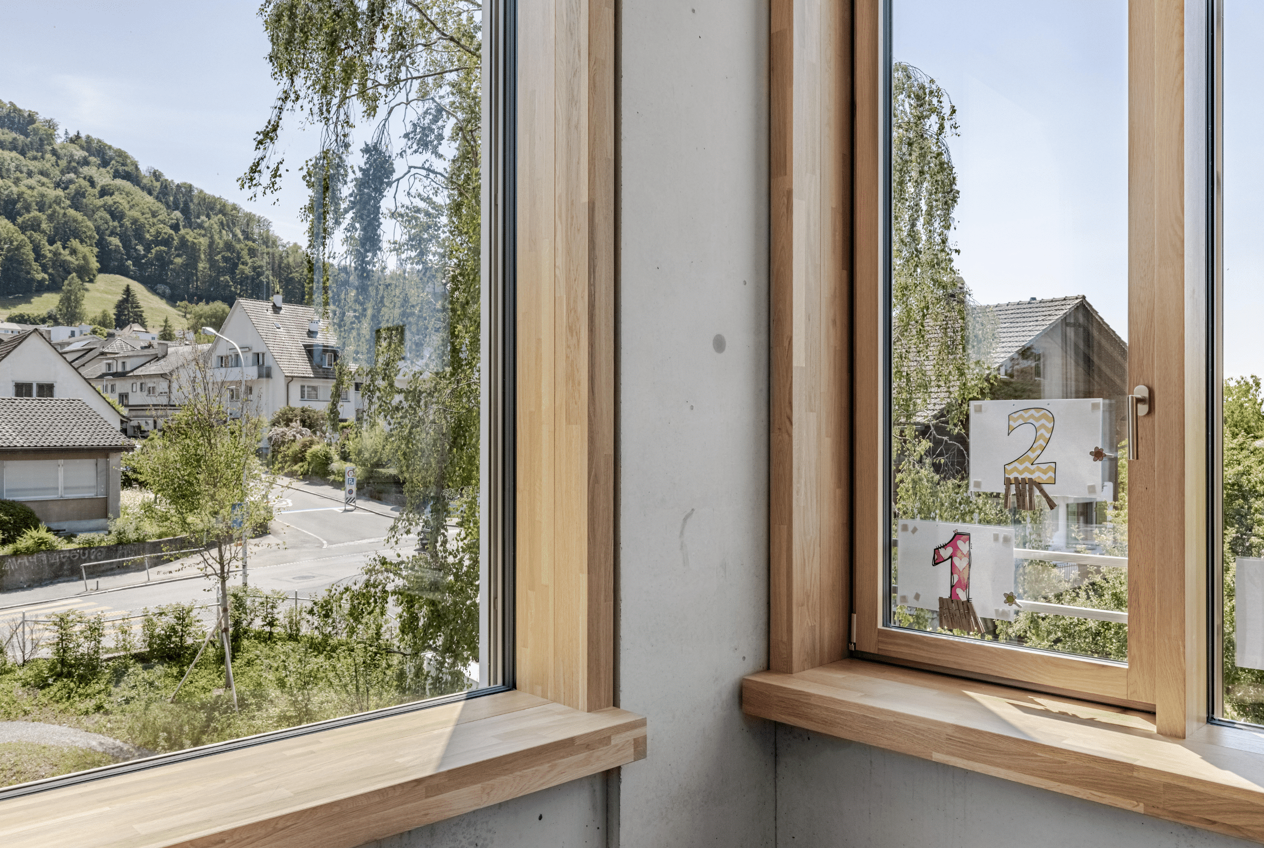 Blick aus dem Schulzimmer des Schulhauses Spiegel in Köniz