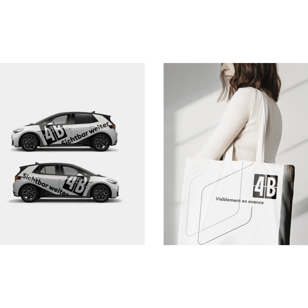 Rebranding: Autobeschriftung und Umhängetasche