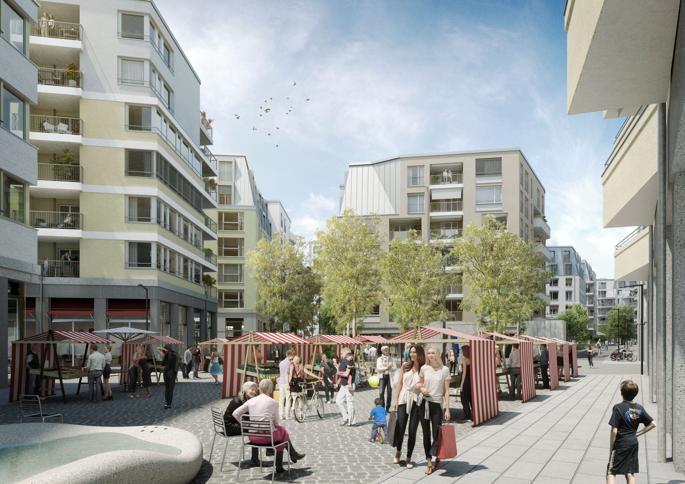 Rendering vom Glasiplatz im Glasi-Quartier