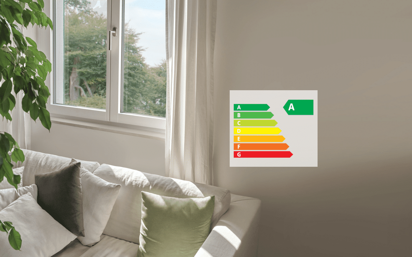 Energie sparen mit dem dargestellten Renovationsfenster mit Energieetikette Klasse A